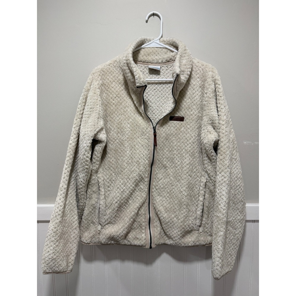 Columbia Sherpa Full Zip Jacket Cream Fall Outdoor Women Size XL